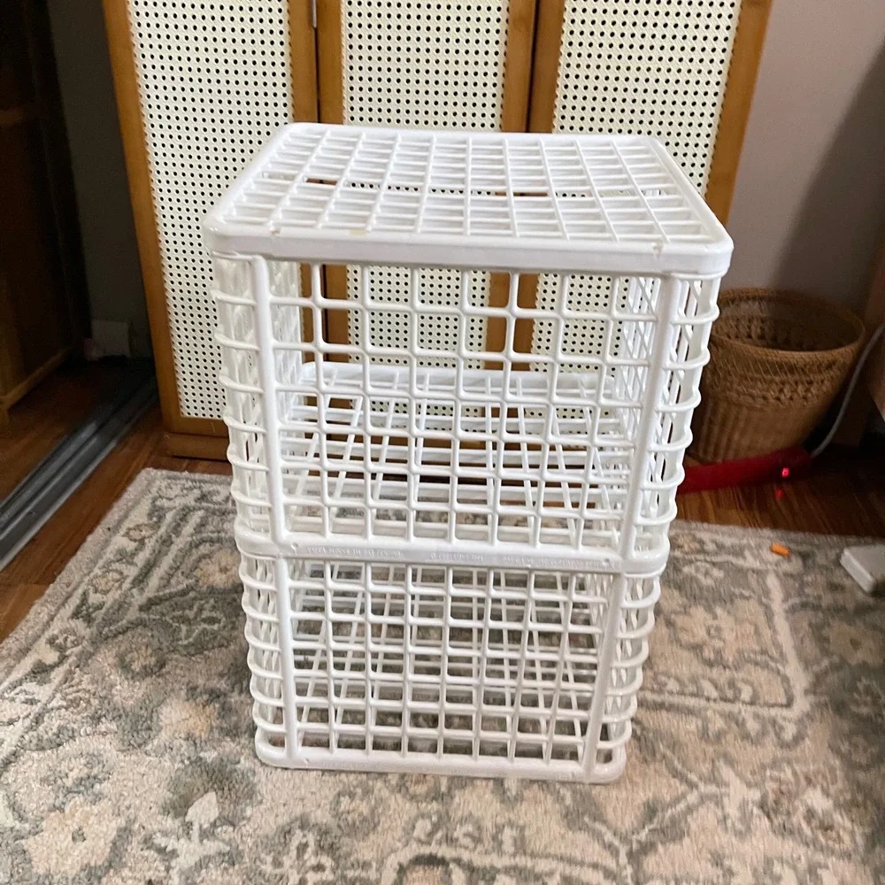 VTG 90s white Yaffa Blocks Plastic Storage Bins Crate 2 Shelf Basic Line
